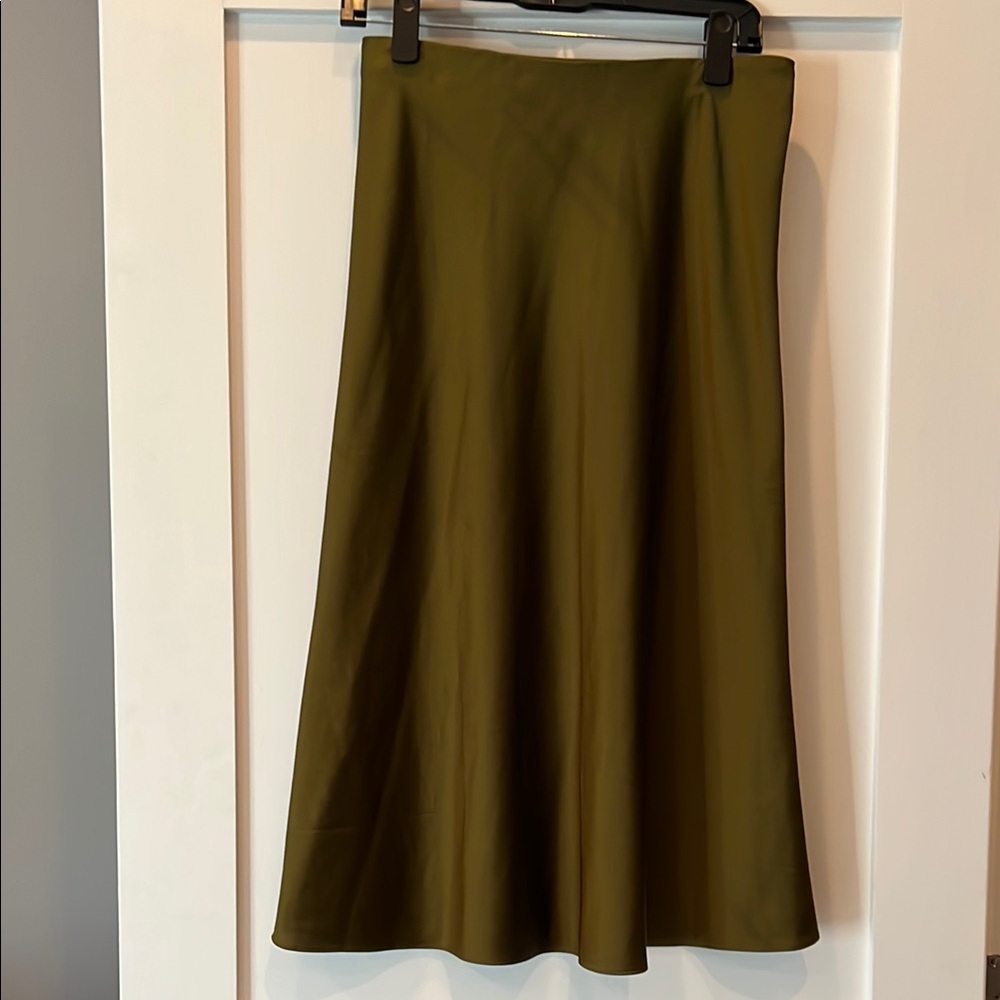 Olive Green Women's Skirt midi mid length A-line